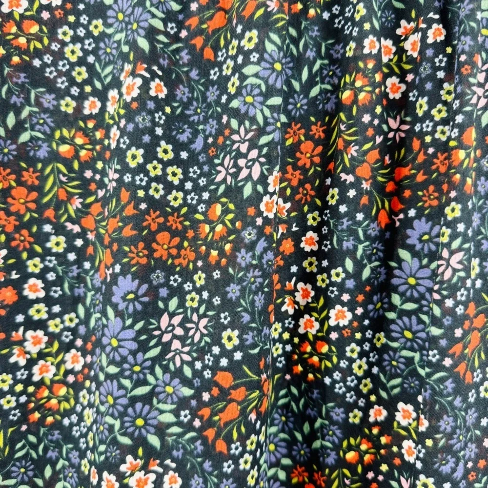 Warm NY boho 100% cotton Floral Tiered Ruffle Midi long sleeve Dress NWT_11